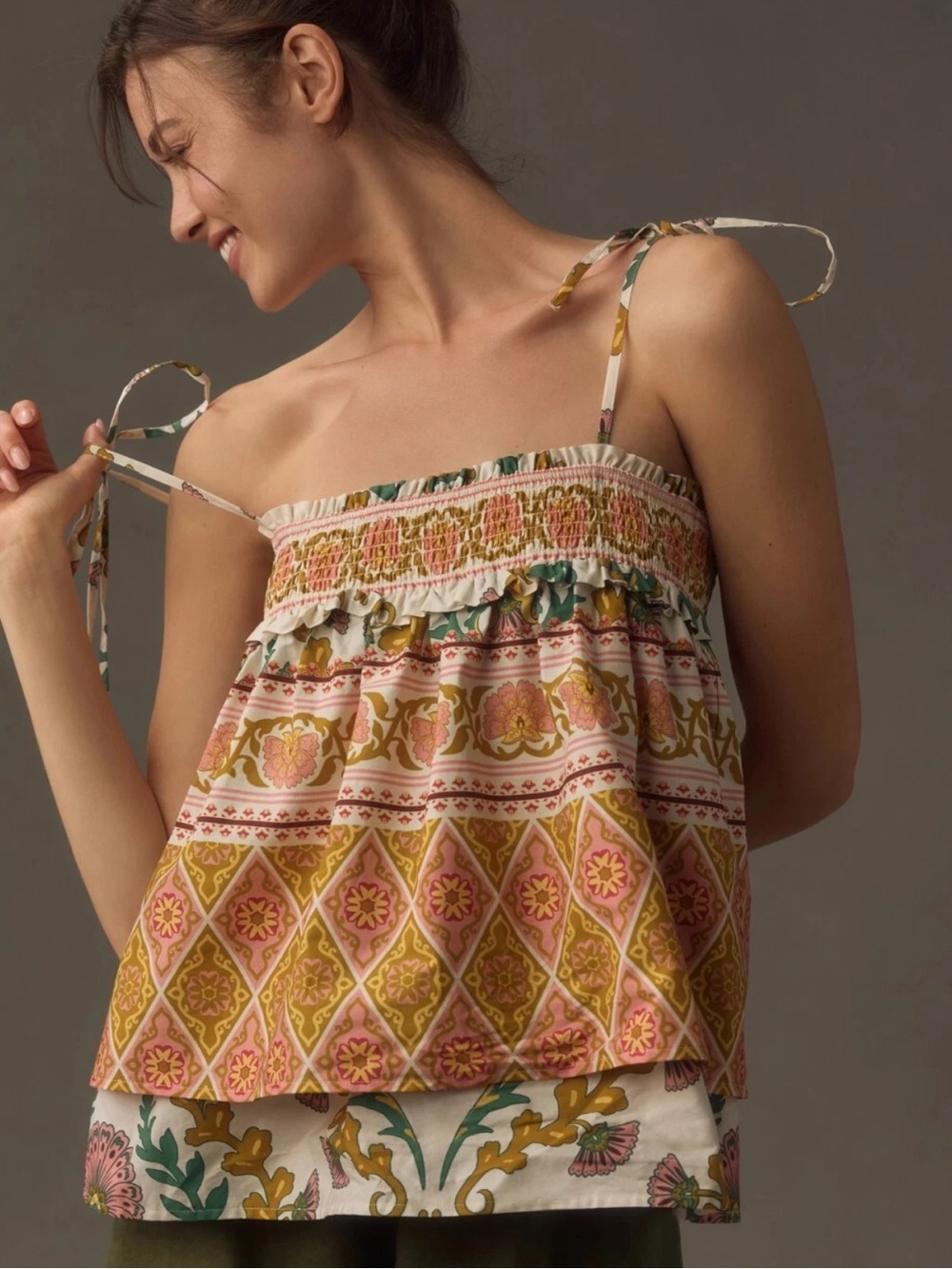Sarah Hann Printed Babydoll Tank
